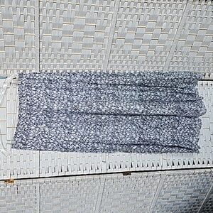 Boho Blue/White Floral Tiered Broomstick Maxi Skirt - L